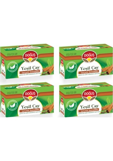 Doğuş Tarçınlı Karanfilli Yeşil Çay Süzen Poşet 4'lü 20 x 1.75 G