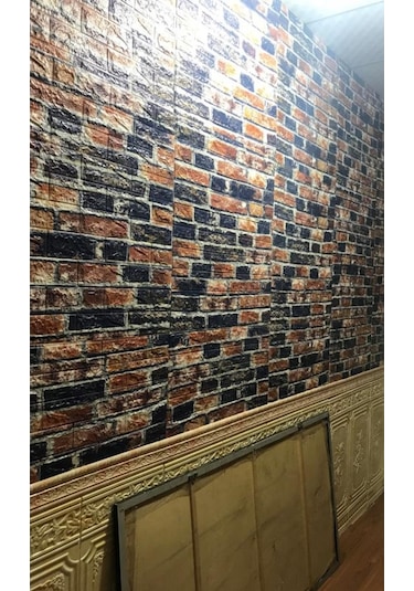 10 Adet Nw61 Tuğla Desenli Arkası Yapışkanlı Duvar Kağıdı Paneli