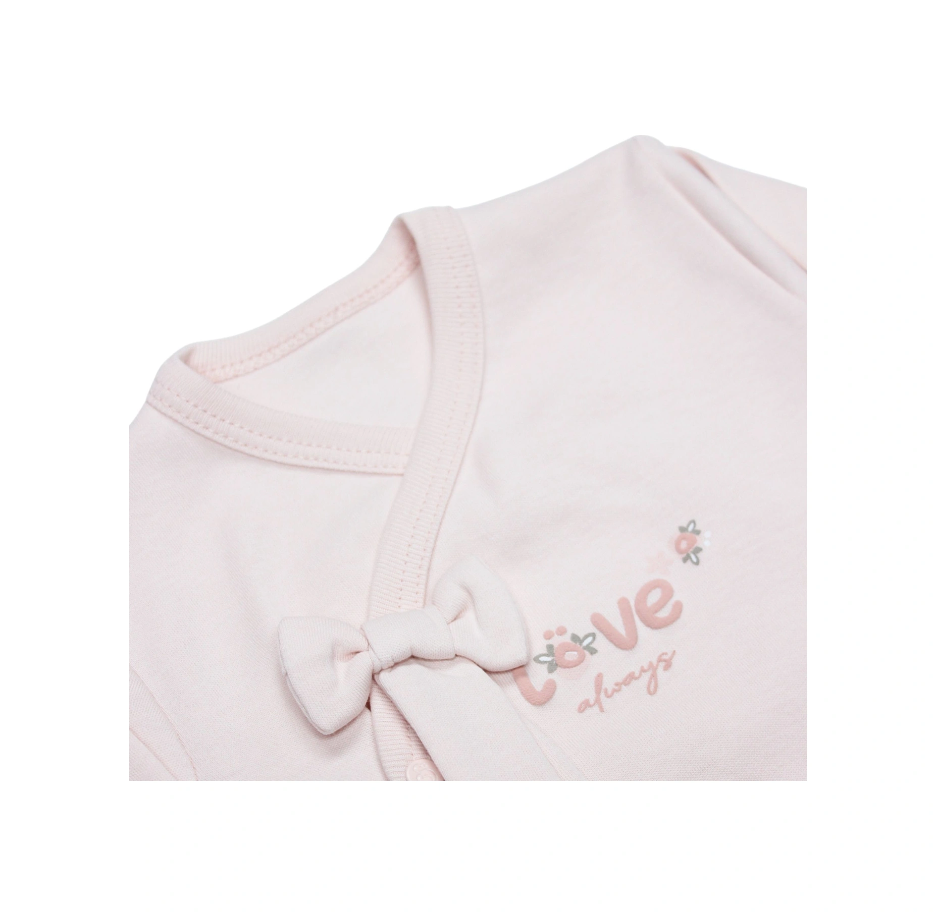 Bistyle Organik 3'lü Zıbın Takım Grow İn Love Pembe - Ekru