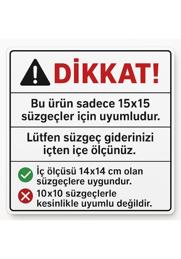 15x15 Uyumlu 14x14 Krom Süzgeç Izgarası Paslanmaz Çelik, Dayanı