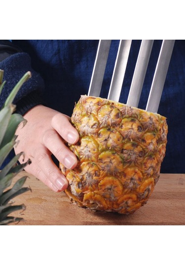 Homyl Kolay Mutfak Aracı Paslanmaz Meyve Ananas Tart Dilimleme Gümüş