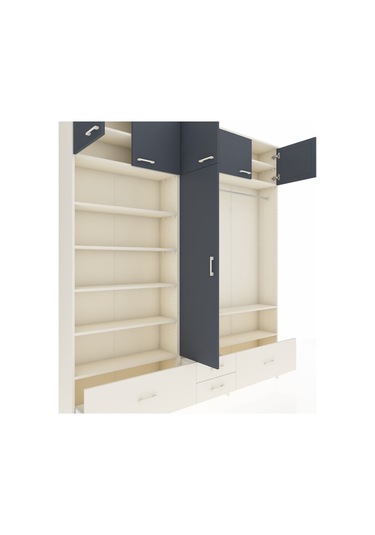 Arges Dolap 18 Raflı 4 Çekmeceli Tek Askılı 220x30x243 Aytaşı-antrasit/aytaşı Antrasıt/aytası Arges Dolap 18 Raflı 4 Çekmeceli Tek Askılı 220x30x243 Aytaşı-antrasit/aytaşı Antrasıt/aytası