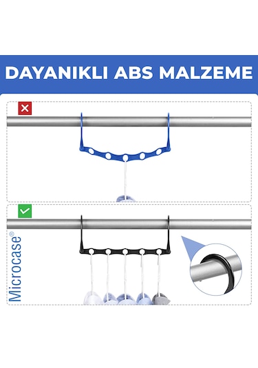 Microcase 5 Delikli Çok İşlevli Katlanabilir Askı Düzenleyici Organizer 2 Adet Al5358 Beyaz