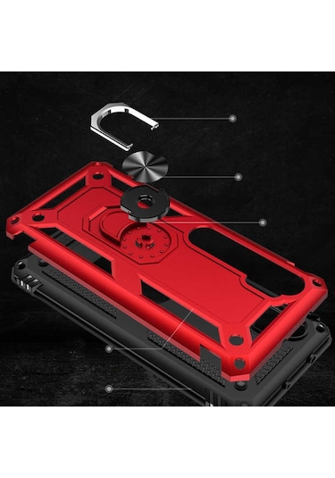 Xiaomi Mi Note 10 Pro Yüzüklü Standli Vega Kilif Ekran Koruyucu 510330644