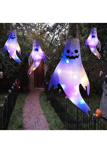Cadılar Bayramı Partisi Ev Dekorasyonu Dış Mekan Aydınlatma Asılı Yaratıcı Led Cadılar Bayramı Süsleri Işıklı Hayalet Asılı Işık Aksesuarları S10 S Lambalı Çok Renkli