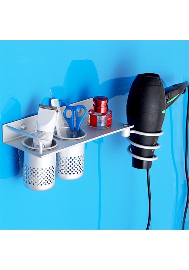 Springsun Banyo Fön Tutucu Organizer - Aluminyum Konstrüksiyon, 10kg Yük Taşıma, Duvar Montajlı, Saç Fönü Ve Aksesuarların Saklanması İçin Uzun Ömürlü Tasarım Renkli