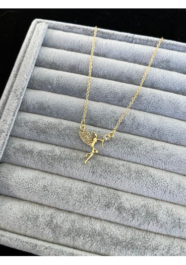 Gold Renk Su Perisi Zirkon Taşlı Kararmaz Paslanmaz Kadın Kolye Gold