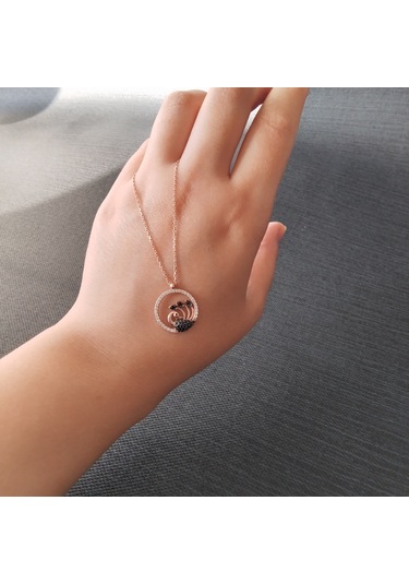 925 Ayar Gümüş Kadın Kolye- Rose Renk - Şık Tasarım - Model 2 Gümüş