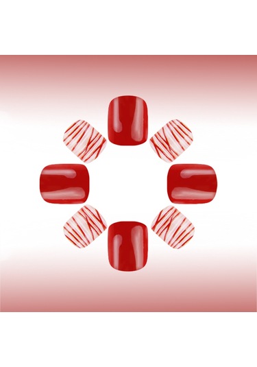 İlkbahar Ve Yaz Günlük Kısa Aşk Avrupa Kare Aşınma Tırnak Çapraz Çizgiler Tatlı Parlak Çok Yönlü Sahte Tırnaklar 24 Adet Tırnak Sanatı Dahil Araçlarys527