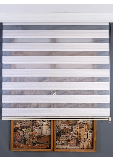 Simli Pudra Zebra Stor Perde Pudra