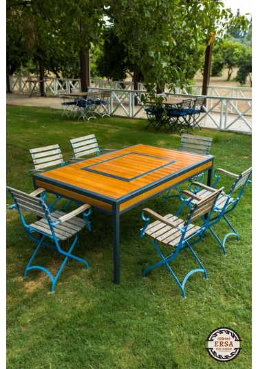 Kebapçı Modeli Sarıçam Mangallı Masa Ahşap