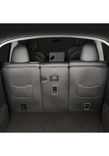 Honeybeeshop Tesla Model 3 Y Arka Koltuk Koruyucu Tekme Paspası Pu Deri Kaplamalı Çizilmeye Dayanıklı