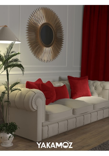 Br Yakamoz Kırmızı Renk Kırlent , Yastık Kılıfı Kadife Görünümlü Velvet Touch Serisi Kırmızı