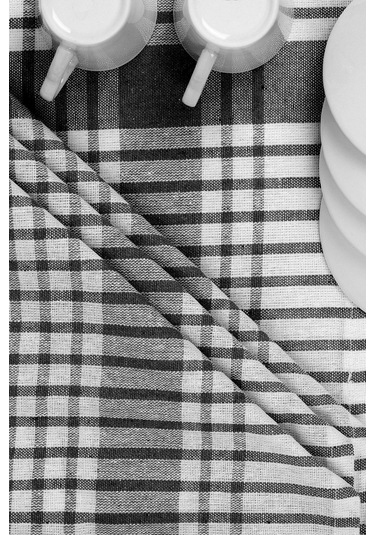 Pamuklu Siyah Renkli Pöti Kareli 4'lü Kurulama Bezi, Beslenme Örtüsü, Servis Peçetesi