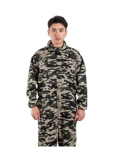 Novahub Kamuflaj Fermuar Kapatma Polyester Büyük Su Geçirmez Araba Tamir Atölyesi Erkek Tulum Şapka Tek Parça Romper Xl - Xl