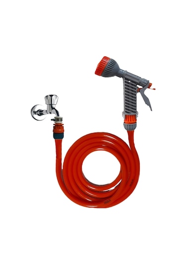 Plasyay Düz Sulama ve Yıkama Hortumu ve Gül Başlıklı Set 10 Metre