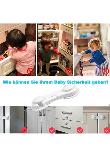 Hangfox 10 Adet Beyaz Bebek Çekmece Kilitleri - Yüksek Kaliteli Abs Plastik Çocuk Güvenliği Kilit Seti, Evde Tüm Mobilyalar İçin Kuvvetli Tutuculu Ve Kolay Kurulumlu Çok Renkli