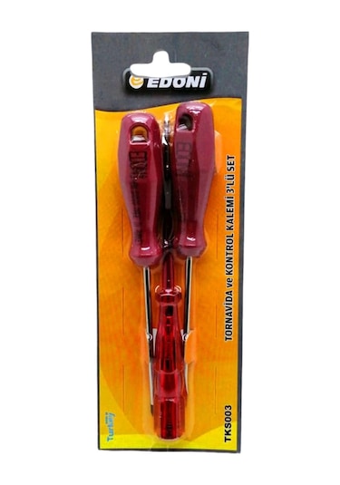 3 Parça Set Tornavida Yıldız - Düz - Kontrol Kalemi 4172