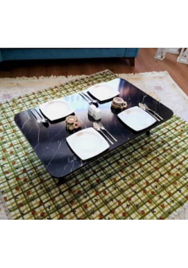 Mermer Desenli Dekoratif Yer Sofrası 60 90 Ahşap