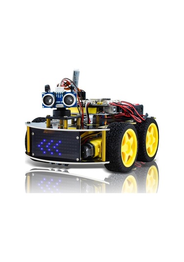 Keyestudio Keyestudıo Akıllı Araba Robotu, 4wd Programlanabilir Dıy Başlangıç Kiti Bilim Seti