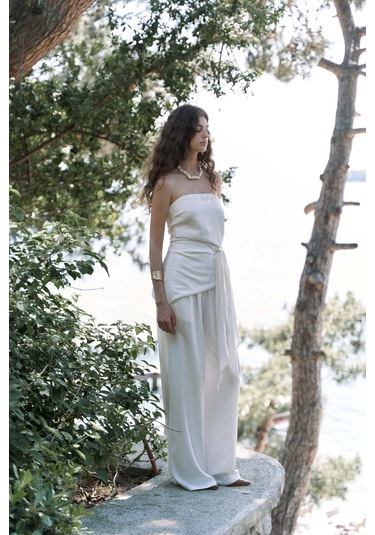 Mila Beyaz Bluz Pantolon Takım Beyaz