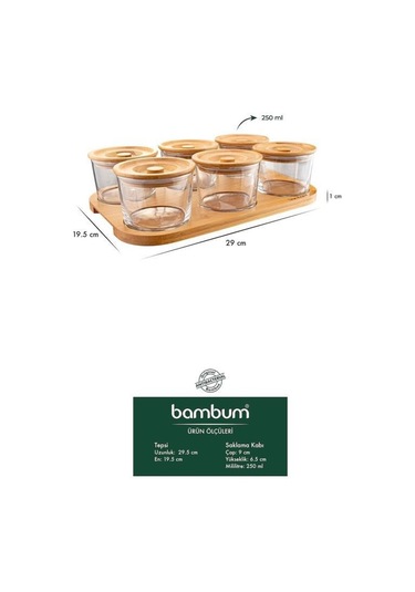 Bambum Lincoln - 13 Parça Cam Kahvaltılık Takımı Ahşap