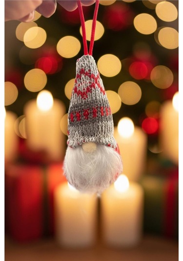 Yılbaşı Ağaç Süsleri Koleksiyonu- Gri Şapkalı Beyaz Sakallı Süs