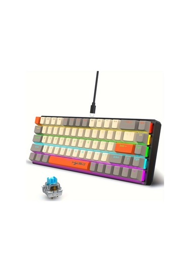 Fastbuy Yeni Mekanik Klavye Mavi Eksen 68 Tuşlu Enjeksiyon Kalıplama Klavye