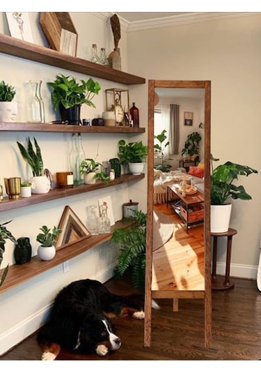 Ayaklı Ceviz Renk Boy Ayna Ceviz