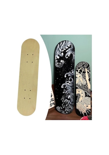 Pazly Suntek Çocuklar İçin Kendin Yap Boş Kaykay Tahtası 60cmx15cm Ahşap Gezinti Çok Renkli