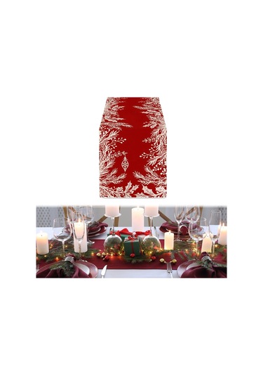 Suntek Dikdörtgen Masa Örtüsü Festival Mevsimlik Kış Yapraklar