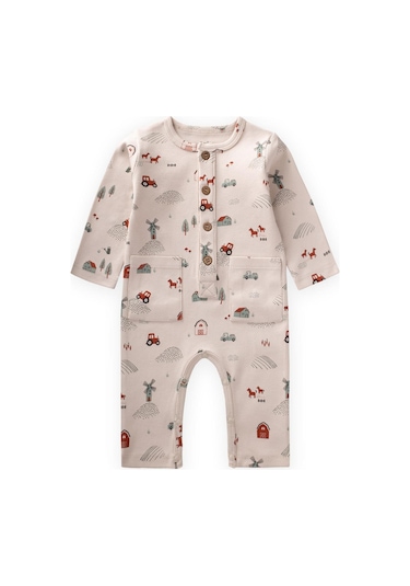 Cigit Baskılı Tulum 0-3 Yaş Bej Bej