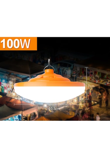 Shineyee 100w Şarjlı Fener, 3 Seviye Aydınlatma Modu, Metal Kanca İle Dış Mekan Işığı, Uzun Süre Kullanıma Uygun Diğer