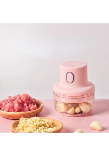 Usb Elektrikli Mutfak Blender Mikseri Sarımsak Ezici Kıyma Makinesi Pembe