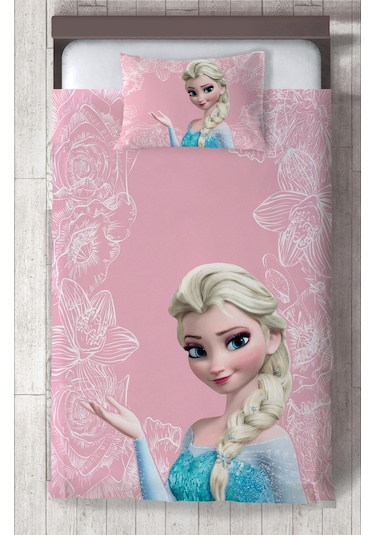 Mekta Home Bebek Ve Çocuk Odası Motifli Elsa Desenli Pembe Yatak Örtüsü Renkli