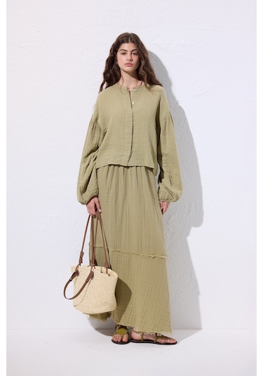 Müslin Katlı Geniş Etek Adaçayı Adaçayı