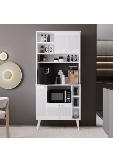 Melura Kahve Köşesi 90 Cm %100 Mdf Çok Amaçlı Dolap Beyaz