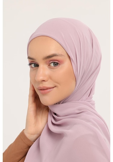 Hazır Pratik Lüks Geçmeli Lastikli Boneli Şifon Şal Pudra