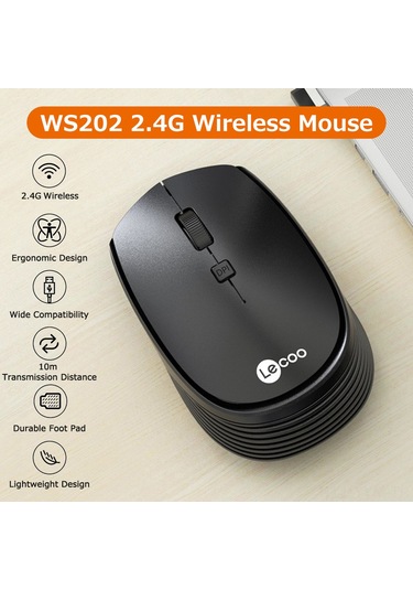 Geeksen Siyah Renkli, 2.4g Kablosuz, 10m Menzilli, 4 Tuşlu, 800-1200-1600dpı Fare Ws202