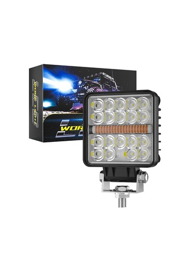 120w 12-24 Volt Kare Sis Farı Drl Turuncu Oto Çalışma Lambası Atv Kamyon Tır Traktör Offroad