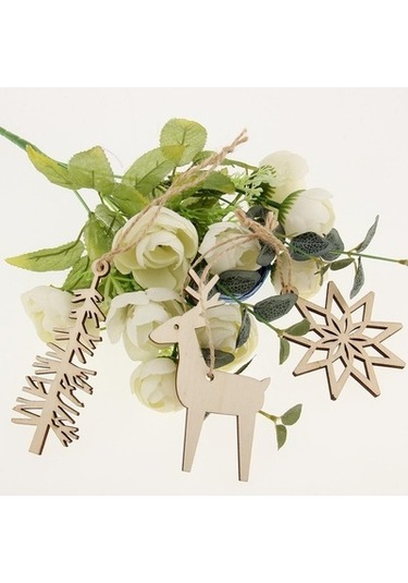 Lijinxu 3 Parça Ahşap Kar Tanesi Geyik Noel Ağacı Asılı