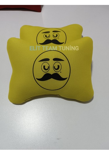 Bıyıklı Emoji Kelebek Yastık 2 Li Sarı