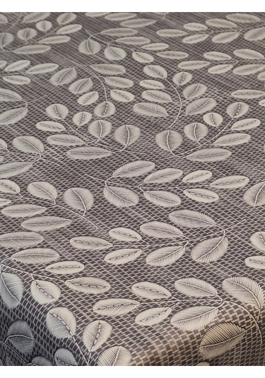 Elyaflı Pvc Muşamba - Desenli Silinebilir Masa Örtüsü Krem Fnt1248 Gri