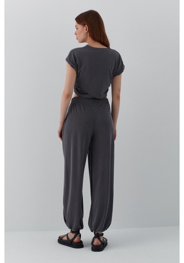 Asimetrik Kesim Croplu Takım Antrasit Antrasit