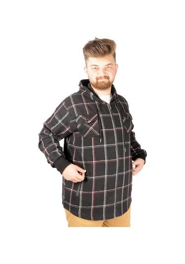 Mode Xl Erkek Sweat Fermuarlı Kapşon Kapak Cep Oduncu 21571 Siyah 001