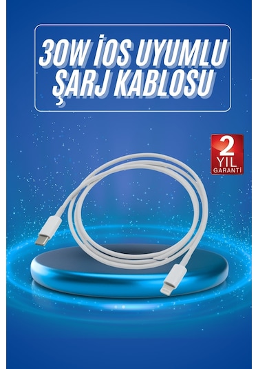 Type-c Ligtning 30w Apple Uyumlu iOS, Şarj Kablosu Hızlı Şarj Kablosu