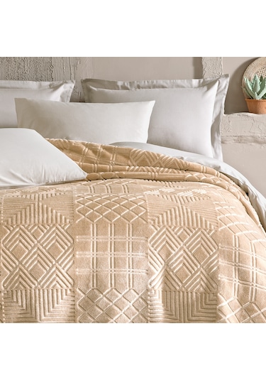 Yataş Bedding Nova Çift Kişilik Emboss Battaniye - Bej