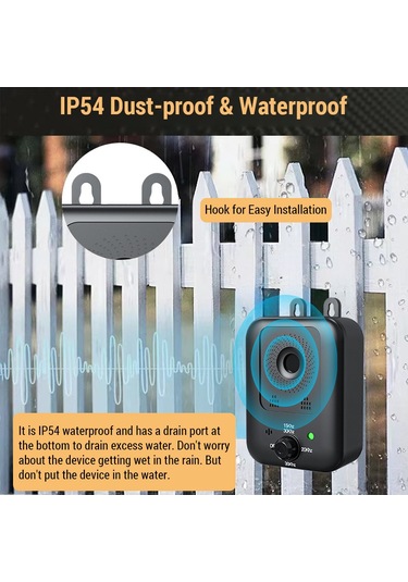 Geeroyoo Taşınabilir Ultrasonik Köpek Susturucu, Güçlü Ve Su Geçirmez Tasarım, 3 Modlu, Şarj Edilebilir, Siyah