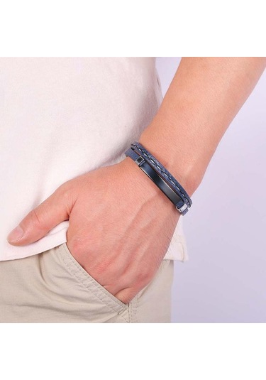 Çok Katmanlı Kombinasyon Aksesuar Paslanmaz Çelik Erkek Deri Bileklik Moda Erkek Takı Hiphop Rock Takı Siyah