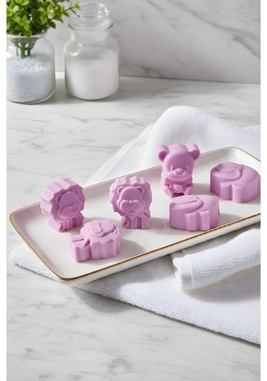Sabun - Kokulu Süs Sabunu - Hayvan Modelleri - Pembe - 8 Adet-4cm Beyaz sabun